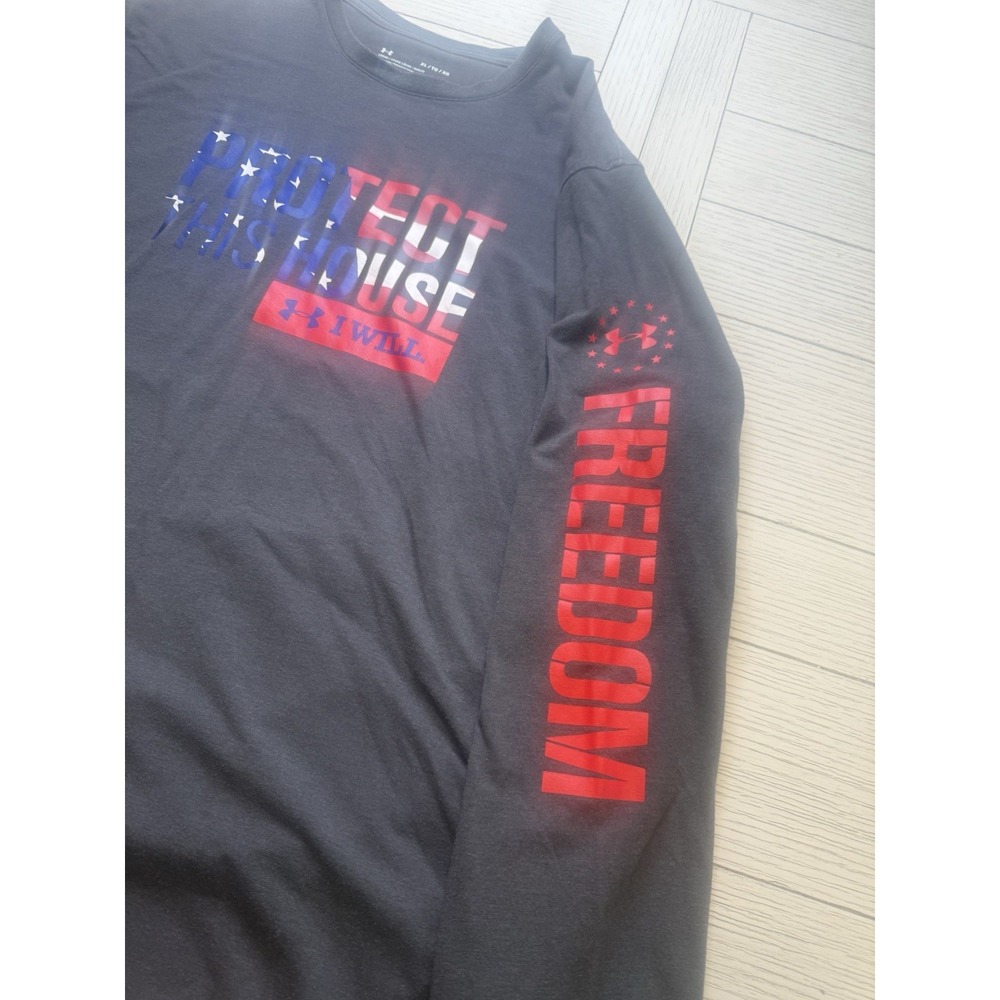 Under Armour Men's XL Heat Gear Protect This House Long Sleeve GrayFreedom Shirt